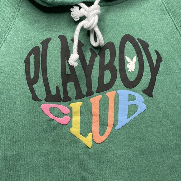PLAYBOY by Pacsun Wo's Pullover Green Cotton-Blend Hoodie Pocket XS - Picture 2 of 6